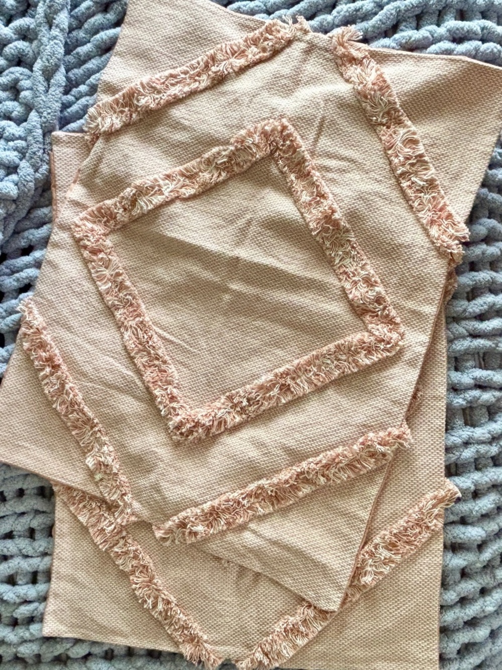 Anthropologie Pillow Shams (2) Peach Fringe